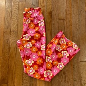 Pink orange red white floral 70’s groovy flare pants